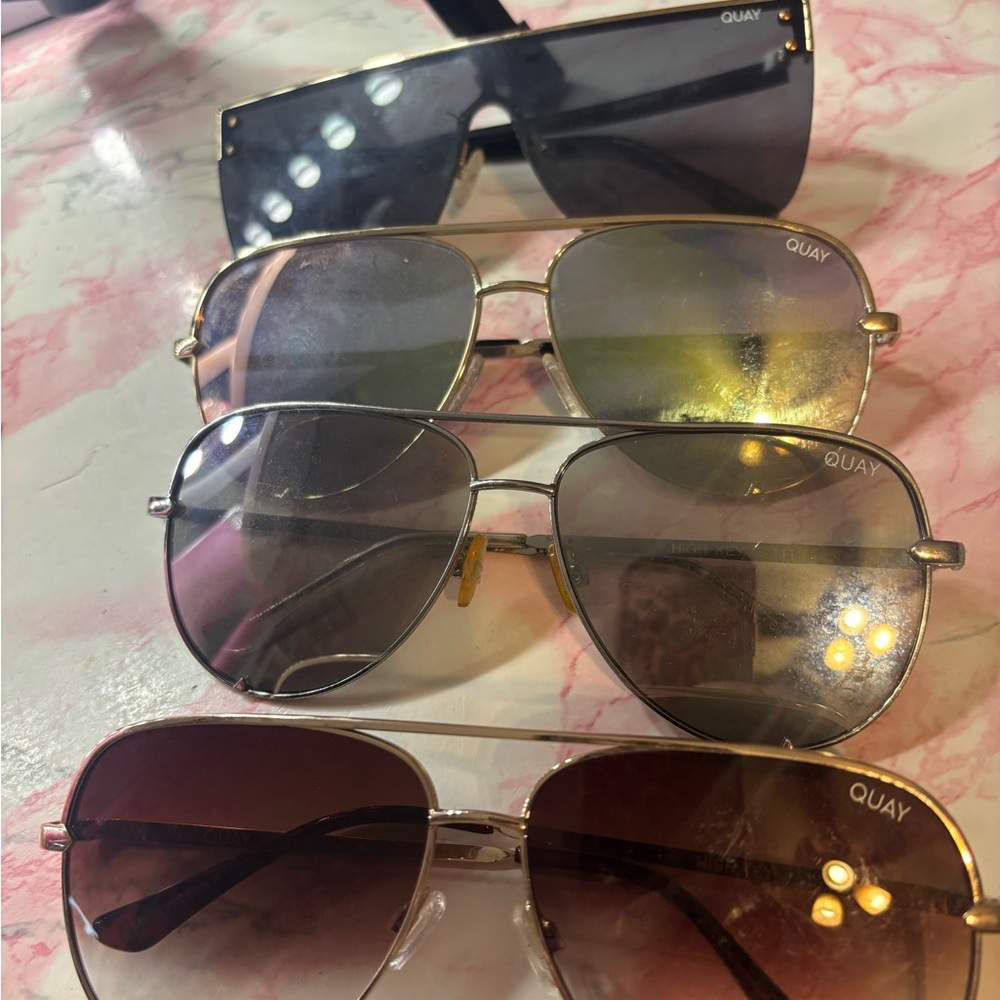Quay Australia Black and Gray Aviator Sunglasses Bundle